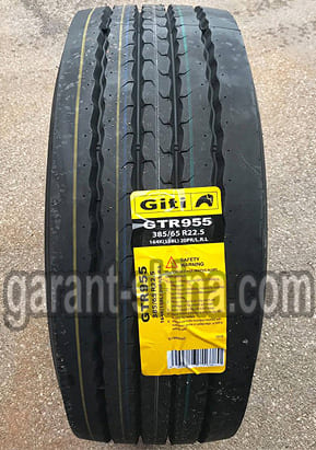 Giti GTR955 (прицепная, бомба) 385/65 R22.5 164K 20PR - Фото протектора с этикеткой